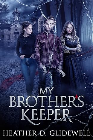 Cover image of cracked glass, two twin teen girls, and a teen boy